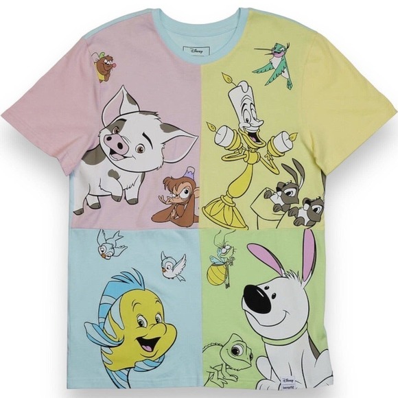 Loungefly Disney Princess Sidekicks Unisex Medium ColorBlock T Shirt NEW! - Picture 1 of 7